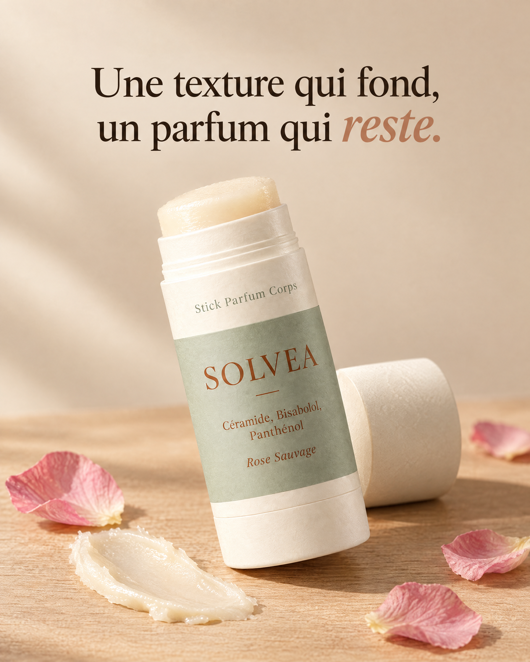 Texture du Stick Parfum Corps Rose Sauvage